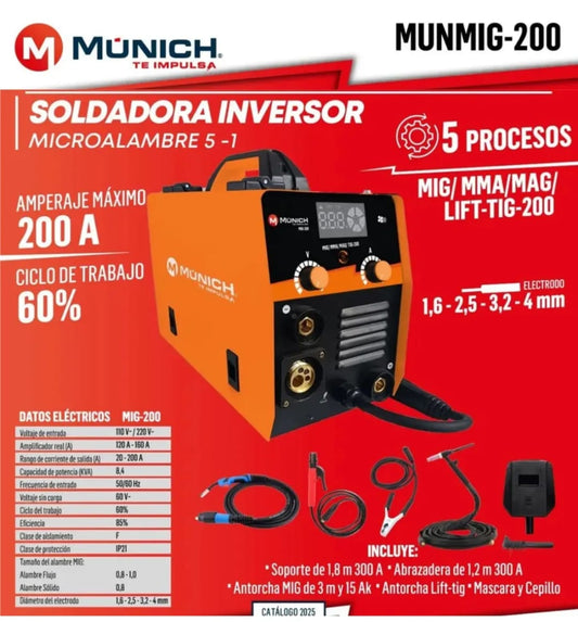 Soldadora Inverter Munich Mig-200